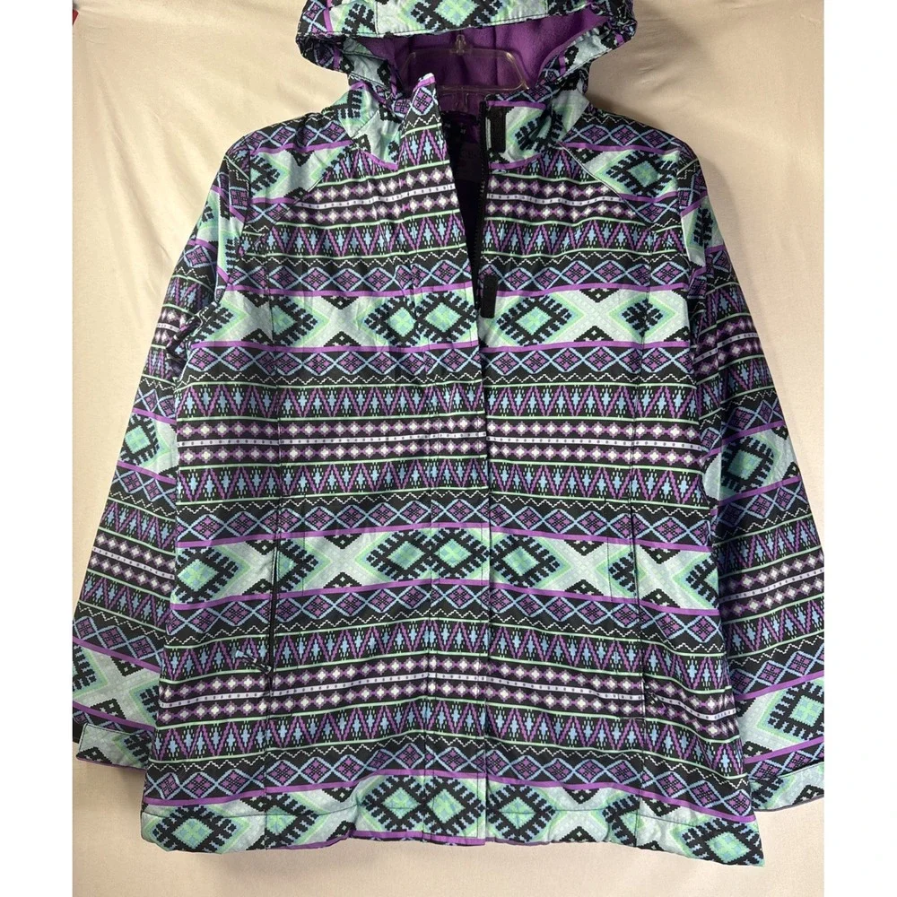 Girls The Children's Place‎ Hooded Puffer Jacket XXL 16 Aztec Geometric